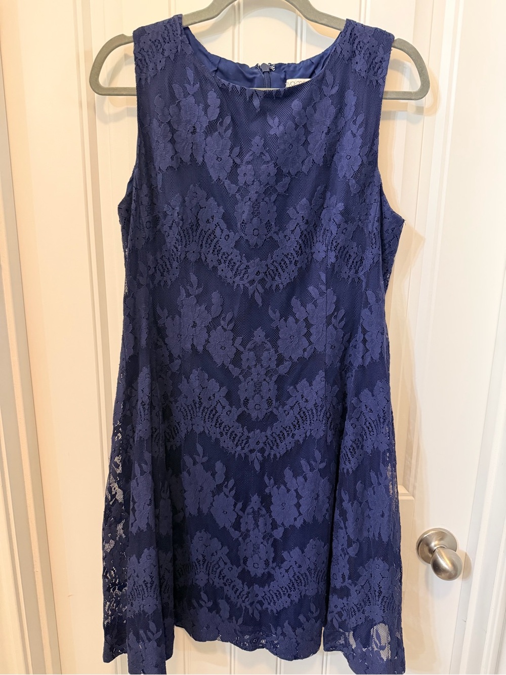 eva mendes for New York & Company Sleeveless Lace Mini Dress in Royal Blue